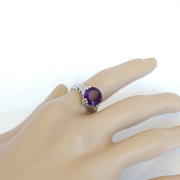 Amethyst Ring 3 Carats Size 7-3/4 - Picture 6 of 8